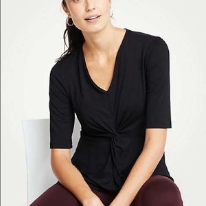 Ann Taylor Twist Elbow Top Black